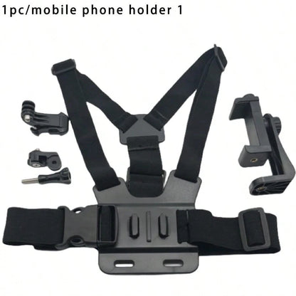 1pc Adjustable Chest Strap Phone Holder Mount, First-Person View Video Recording Accessory For Outdoor Activities Like Cycling, Skiing, Rowing, Hunting