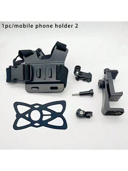 1pc Adjustable Chest Strap Phone Holder Mount, First-Person View Video Recording Accessory For Outdoor Activities Like Cycling, Skiing, Rowing, Hunting