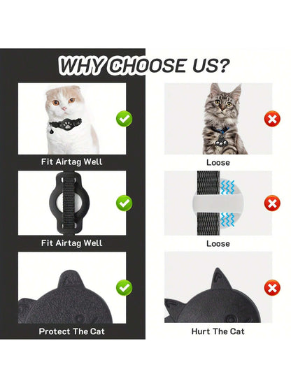 1pc Adjustable Reflective Cat Collar, Pet Cat Locator Collar Compatible With Apple Find My Tracker, 7-9 Inch Animal Print Design, Detachable Collar For Cats
