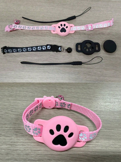 1pc Adjustable Reflective Cat Collar, Pet Cat Locator Collar Compatible With Apple Find My Tracker, 7-9 Inch Animal Print Design, Detachable Collar For Cats