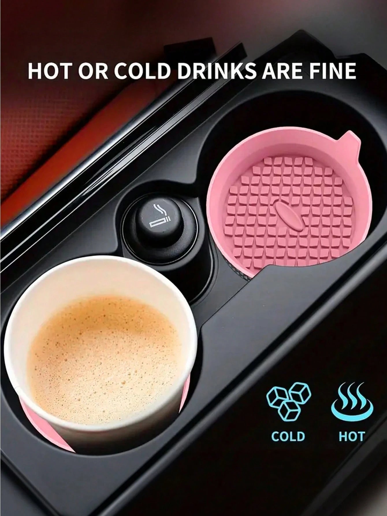 1pc Anti-Slip Silicone Car Cup Holder Coaster, Waterproof Washable Diamond Textured Round Cup Mat, Universal Car Interior Beverage Holder Liner, Dust-Proof Car Decor Accessory, Gift For Women For Dail