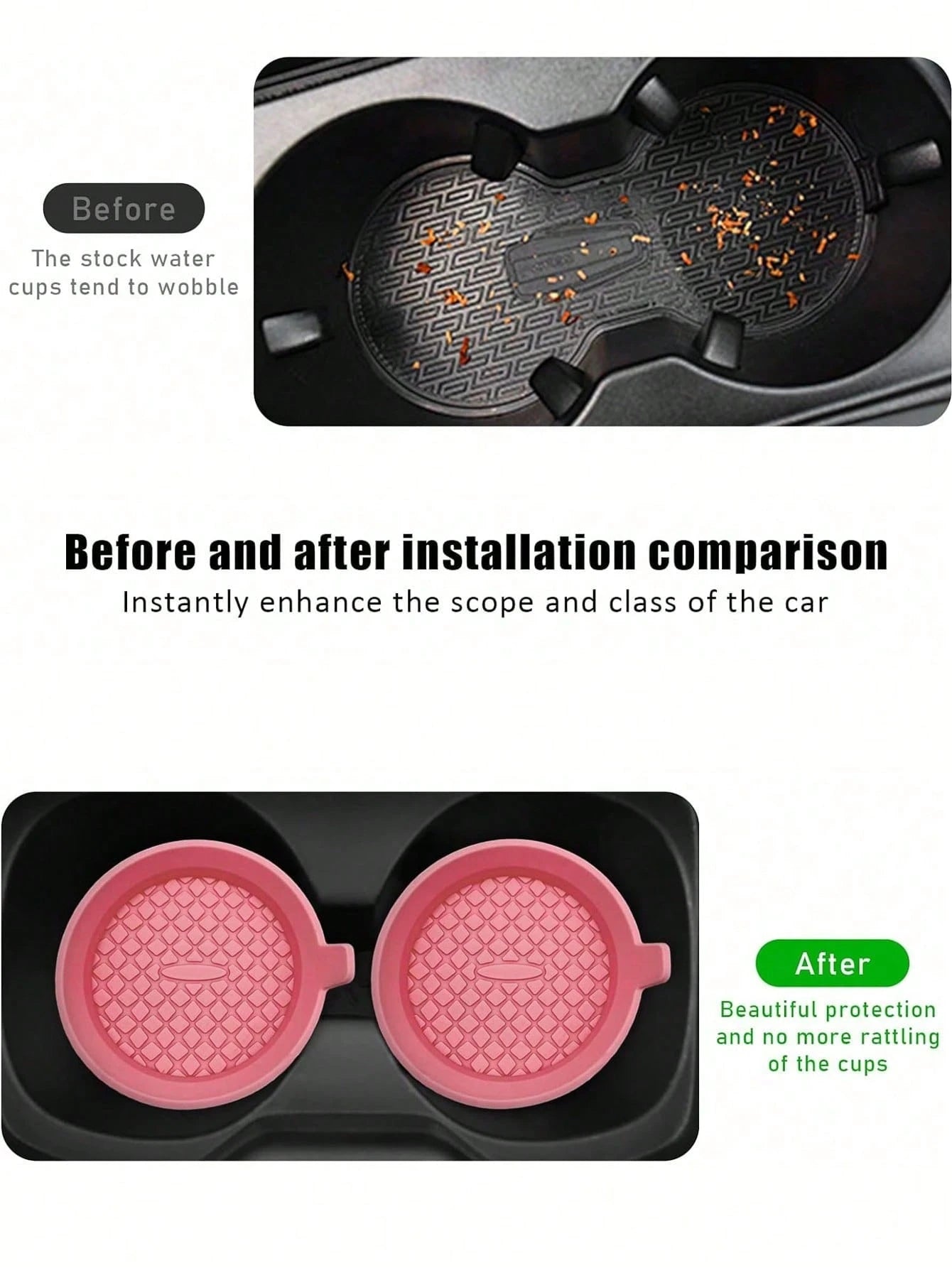 1pc Anti-Slip Silicone Car Cup Holder Coaster, Waterproof Washable Diamond Textured Round Cup Mat, Universal Car Interior Beverage Holder Liner, Dust-Proof Car Decor Accessory, Gift For Women For Dail