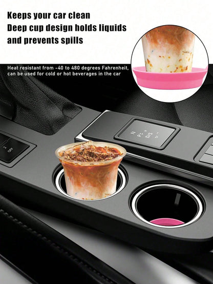 1pc Anti-Slip Silicone Car Cup Holder Coaster, Waterproof Washable Diamond Textured Round Cup Mat, Universal Car Interior Beverage Holder Liner, Dust-Proof Car Decor Accessory, Gift For Women For Dail