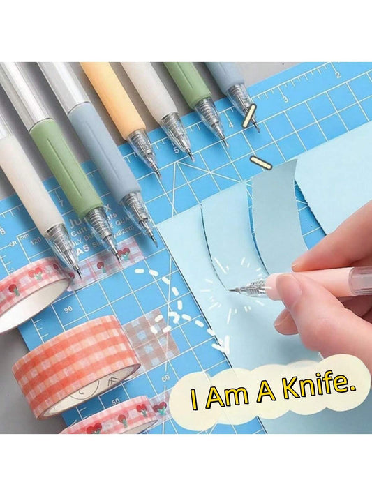 1pc Art Utility Knife PenPush Style Art Knife Set For Sticker Album, Cutting Tool, Utility Knife, Lettering Knife, Student Diy Arts And Crafts Supplies(Notice: Pen Knife Can Not Replace A Knife, Belon