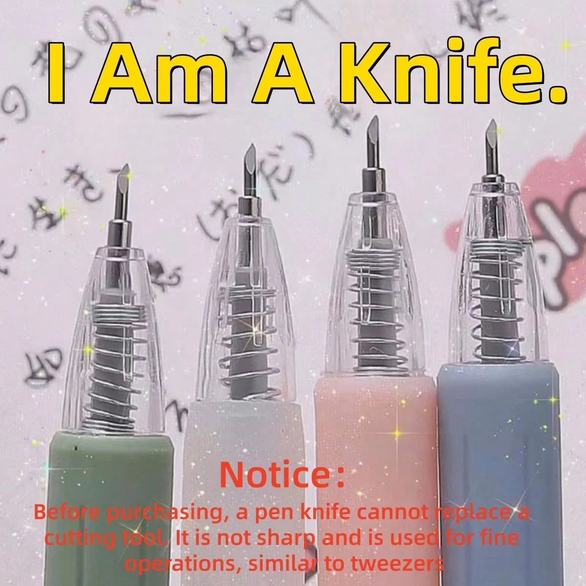 1pc Art Utility Knife PenPush Style Art Knife Set For Sticker Album, Cutting Tool, Utility Knife, Lettering Knife, Student Diy Arts And Crafts Supplies(Notice: Pen Knife Can Not Replace A Knife, Belon