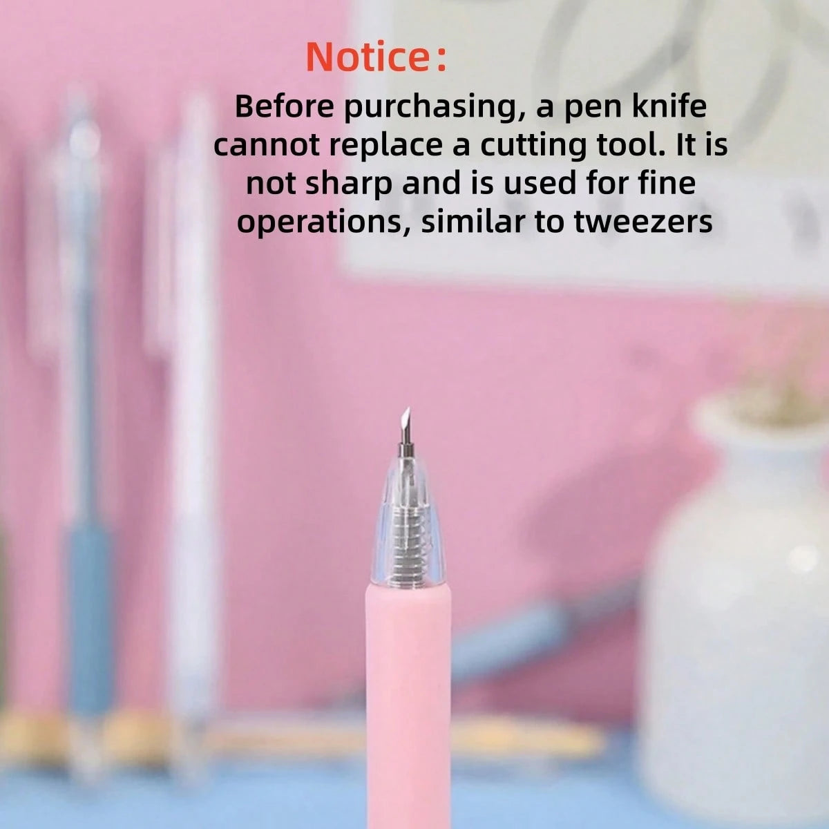 1pc Art Utility Knife PenPush Style Art Knife Set For Sticker Album, Cutting Tool, Utility Knife, Lettering Knife, Student Diy Arts And Crafts Supplies(Notice: Pen Knife Can Not Replace A Knife, Belon