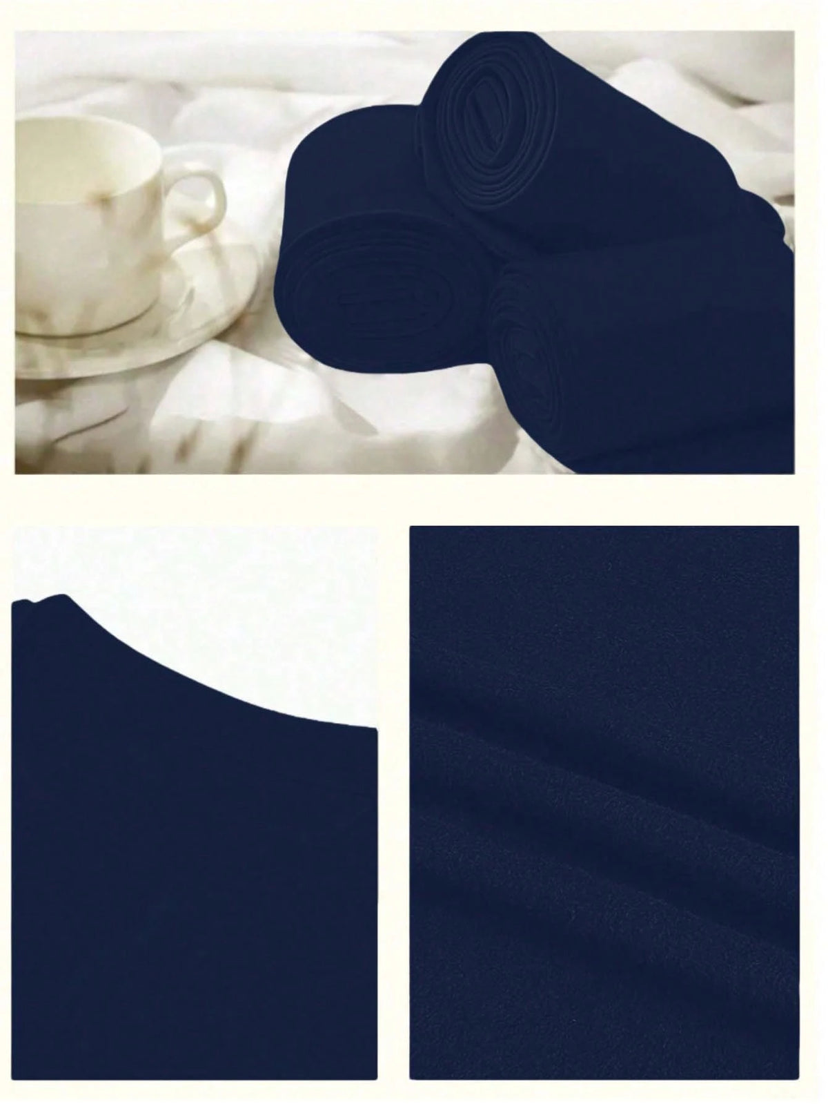 1pc Autumn/Winter Thermal Lined Brushed Navy Blue Round Neck Long Sleeve Slim Fit Warm Top For Women
