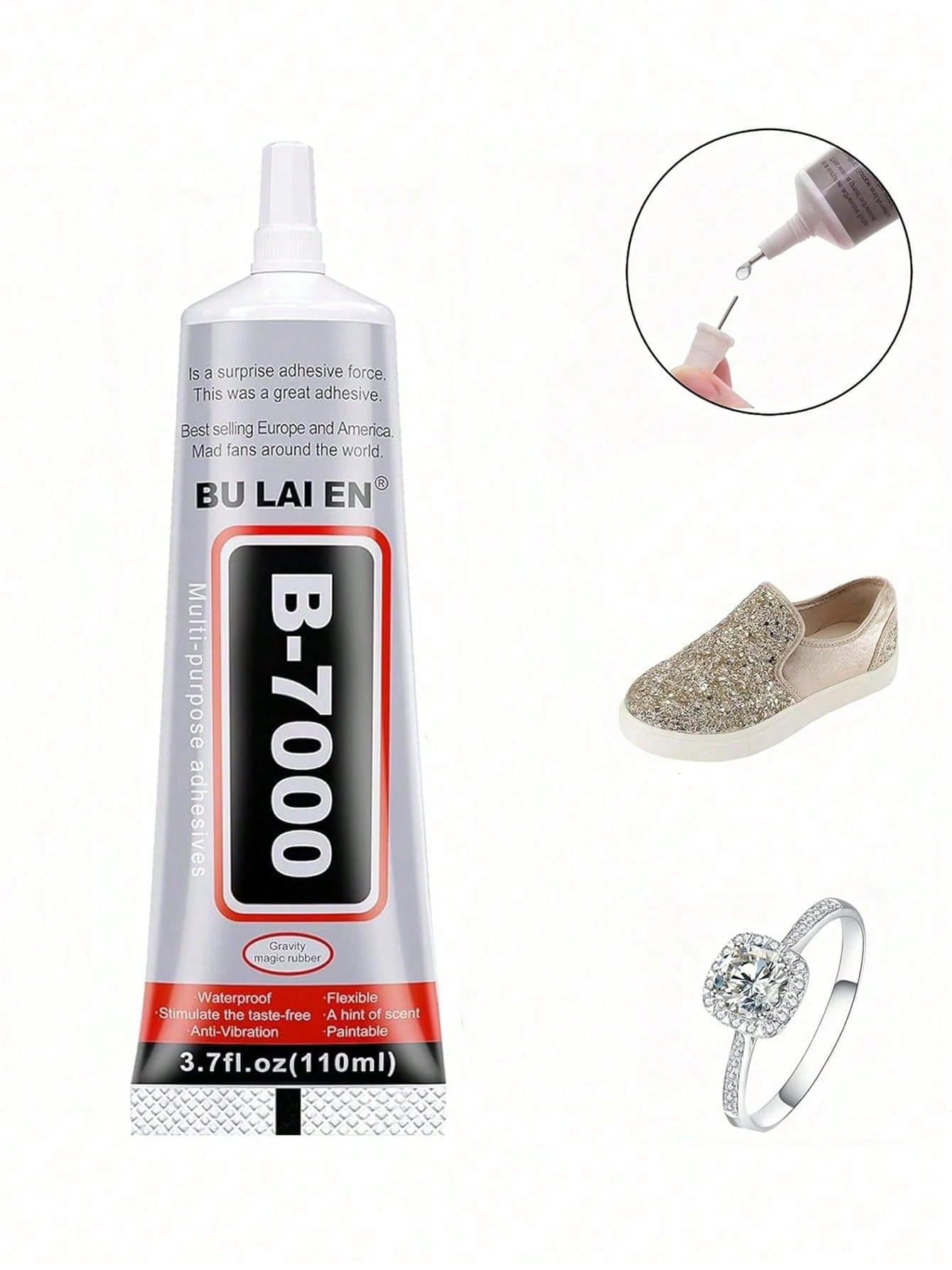 1pc B7000 Multi-Purpose Adhesive. Strong Waterproof Glue For Jewelry, Rhinestones, Fabric And Shoes. Perfect For DIY Gem Setting, Diamond Painting, Phone Repair, And Mending Jeans, Shoe Soles And Torn