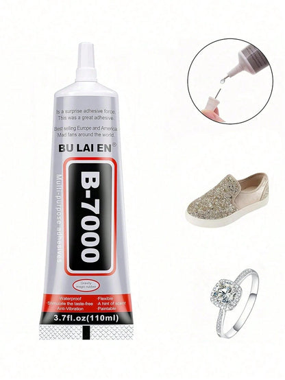 1pc B7000 Multi-Purpose Adhesive. Strong Waterproof Glue For Jewelry, Rhinestones, Fabric And Shoes. Perfect For DIY Gem Setting, Diamond Painting, Phone Repair, And Mending Jeans, Shoe Soles And Torn