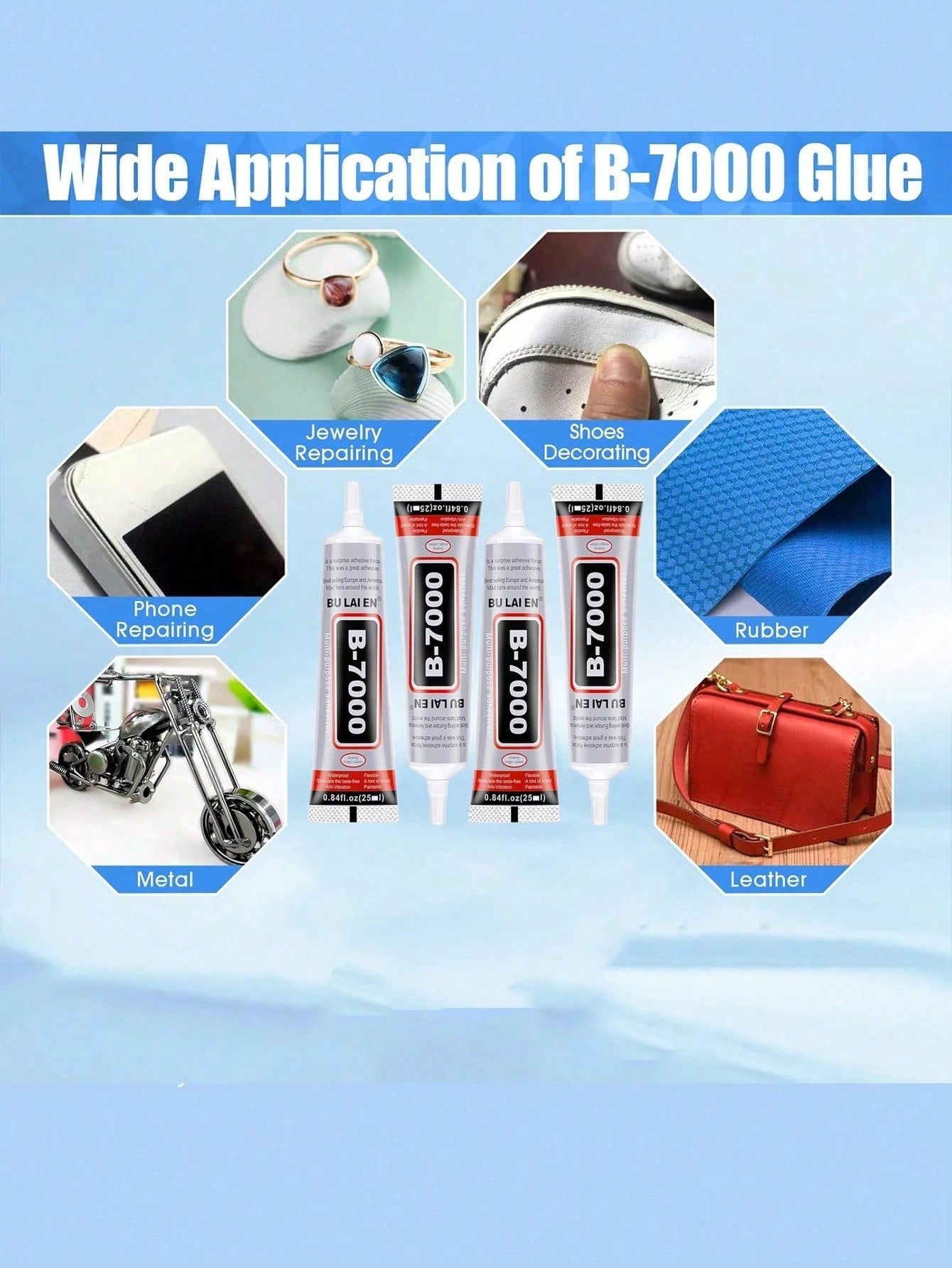1pc B7000 Multi-Purpose Adhesive. Strong Waterproof Glue For Jewelry, Rhinestones, Fabric And Shoes. Perfect For DIY Gem Setting, Diamond Painting, Phone Repair, And Mending Jeans, Shoe Soles And Torn