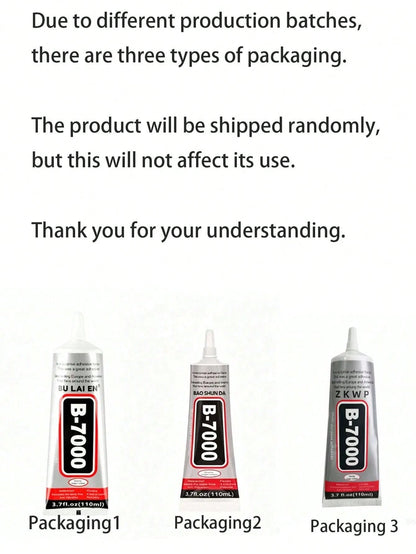 1pc B7000 Multi-Purpose Adhesive. Strong Waterproof Glue For Jewelry, Rhinestones, Fabric And Shoes. Perfect For DIY Gem Setting, Diamond Painting, Phone Repair, And Mending Jeans, Shoe Soles And Torn