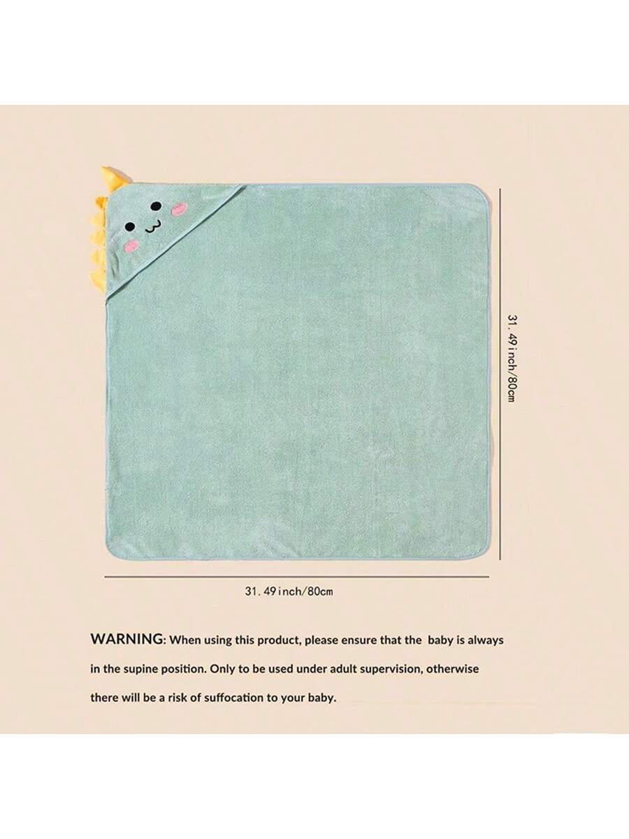 1pc Baby Bath Towel 80*80cm Animal Cartoon Pattern, 100% Polyester Fiber Material Soft And Skin-Friendly, Highly Absorbent Baby Bathrobe, Multi-Scenario Use