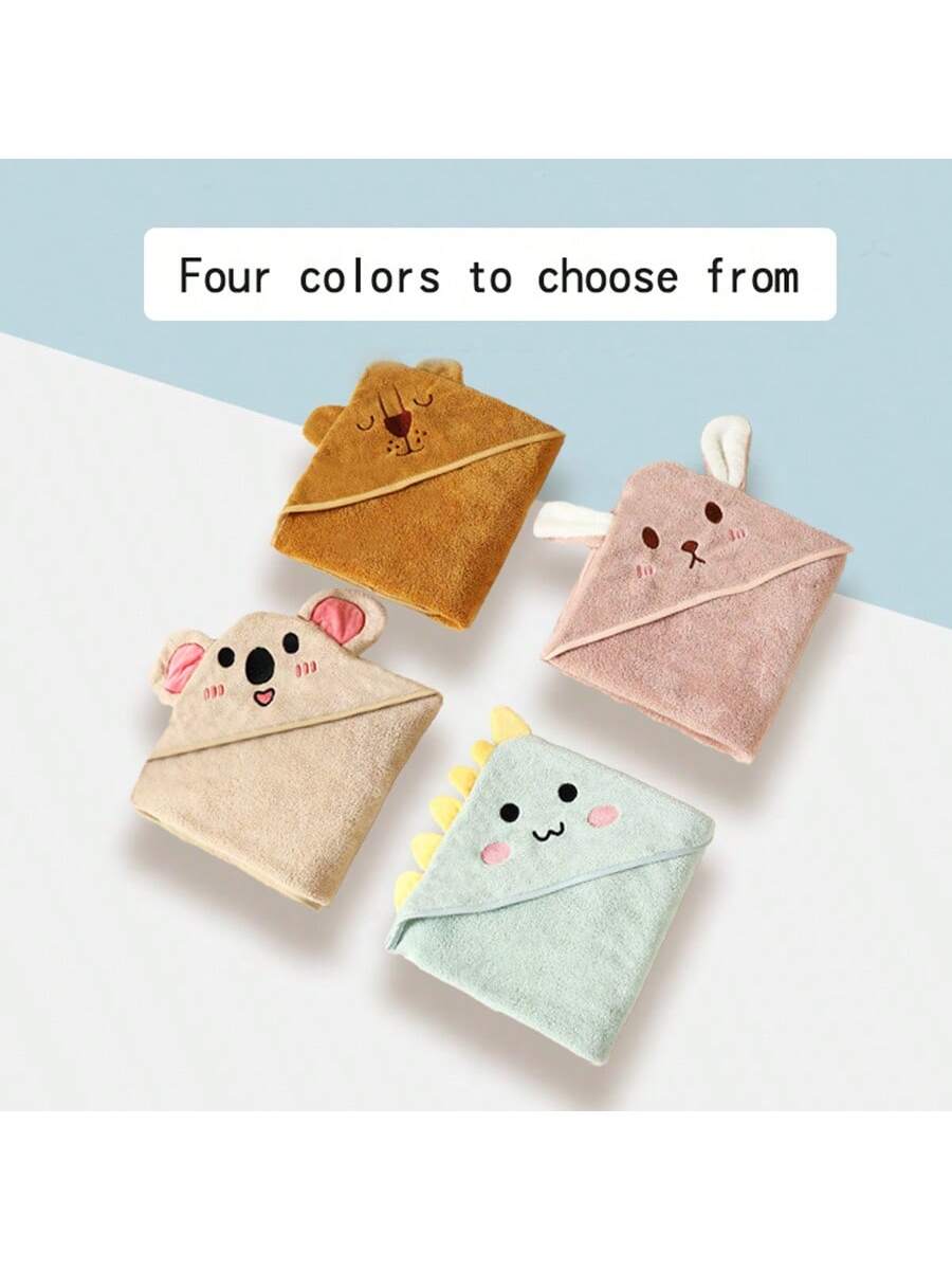 1pc Baby Bath Towel 80*80cm Animal Cartoon Pattern, 100% Polyester Fiber Material Soft And Skin-Friendly, Highly Absorbent Baby Bathrobe, Multi-Scenario Use