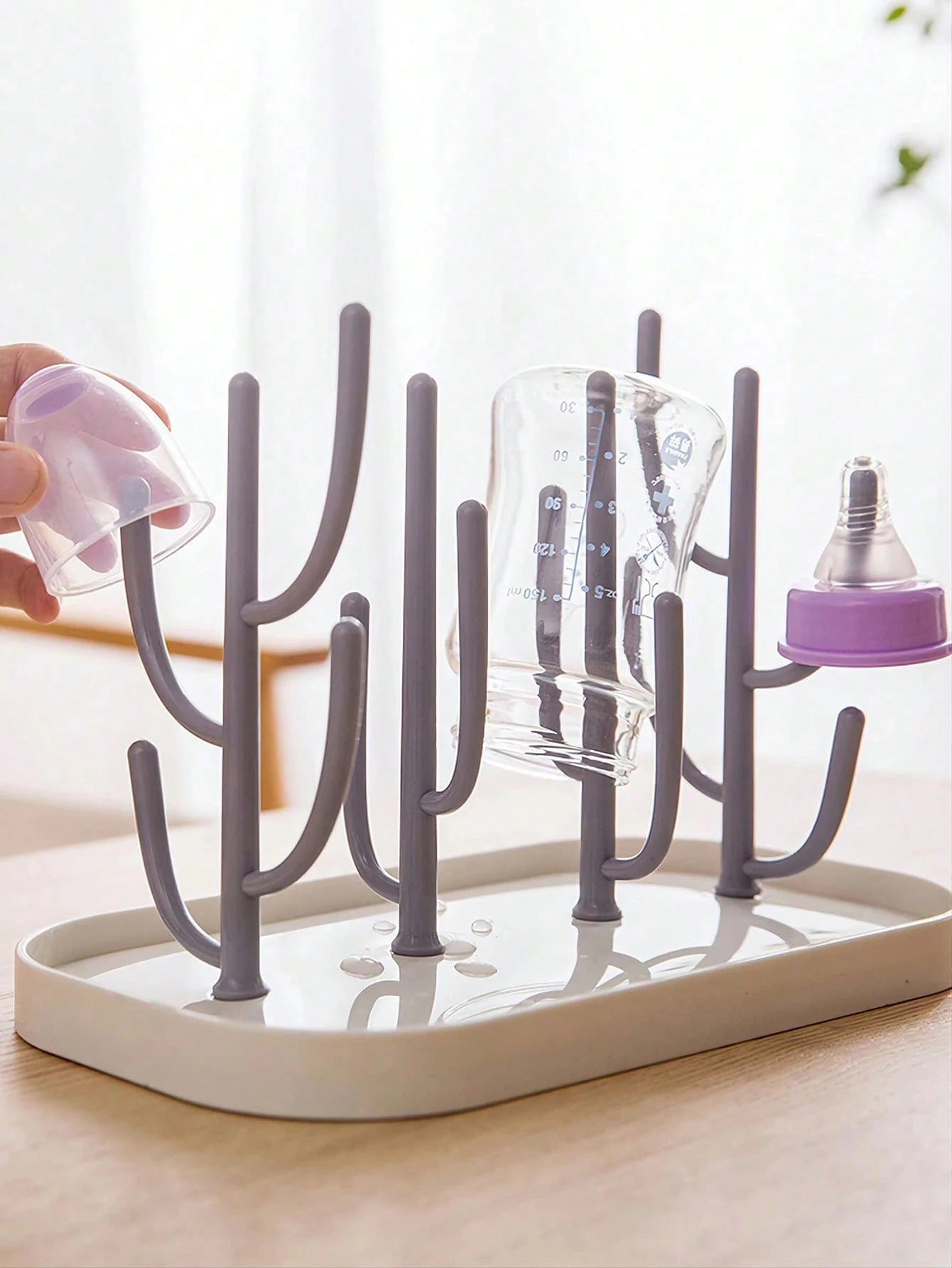 1pc Baby Bottle Drying Rack With Tray, Large Capacity Bottle Drying Rack For Quick Draining And Drying, Detachable Stand Design, Excluding Bottles And Nipples