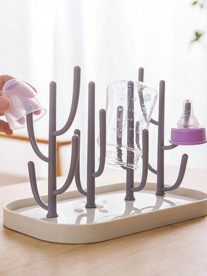 1pc Baby Bottle Drying Rack With Tray, Large Capacity Bottle Drying Rack For Quick Draining And Drying, Detachable Stand Design, Excluding Bottles And Nipples