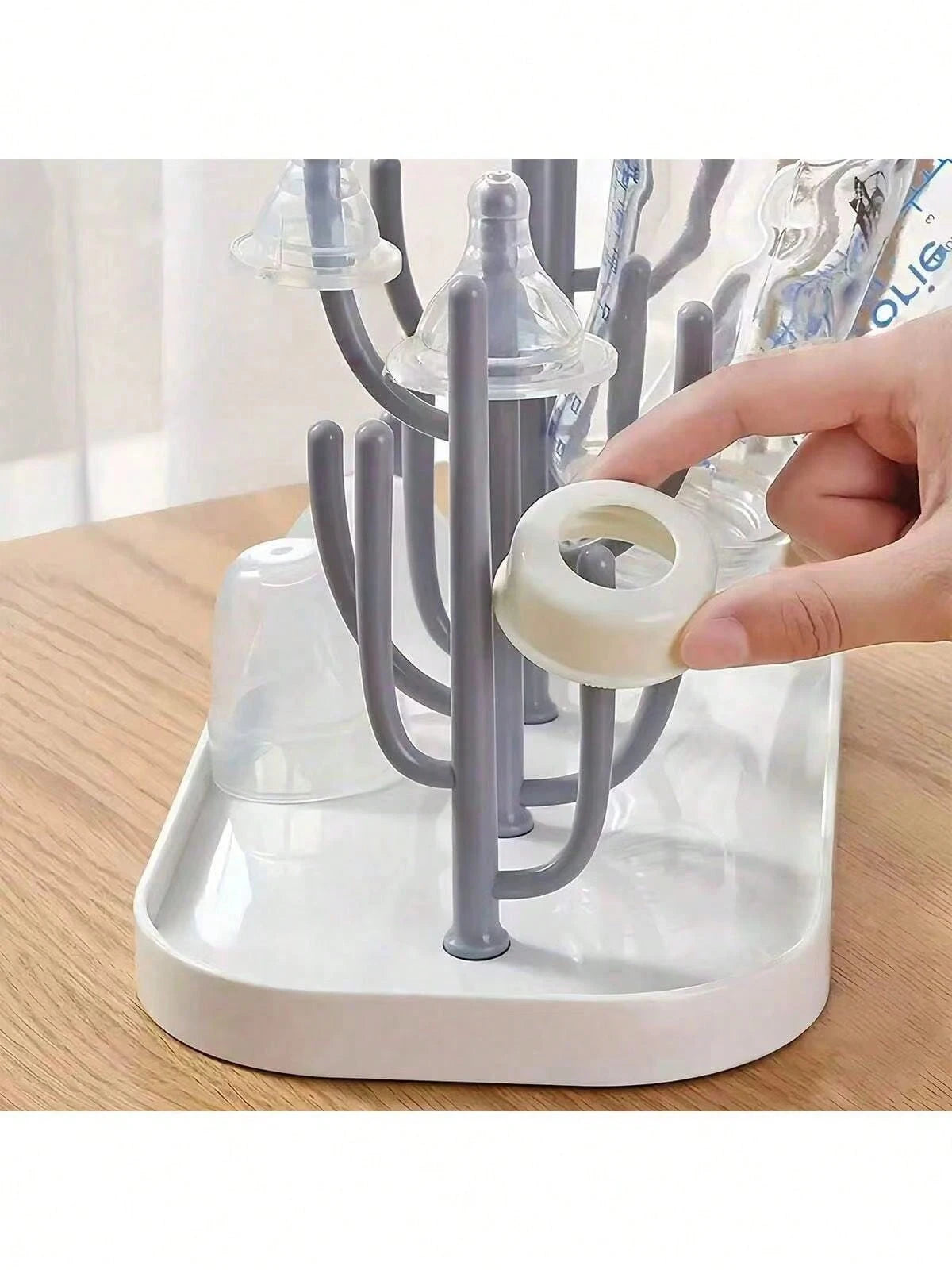 1pc Baby Bottle Drying Rack With Tray, Large Capacity Bottle Drying Rack For Quick Draining And Drying, Detachable Stand Design, Excluding Bottles And Nipples