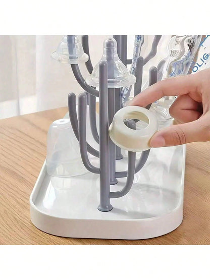 1pc Baby Bottle Drying Rack With Tray, Large Capacity Bottle Drying Rack For Quick Draining And Drying, Detachable Stand Design, Excluding Bottles And Nipples