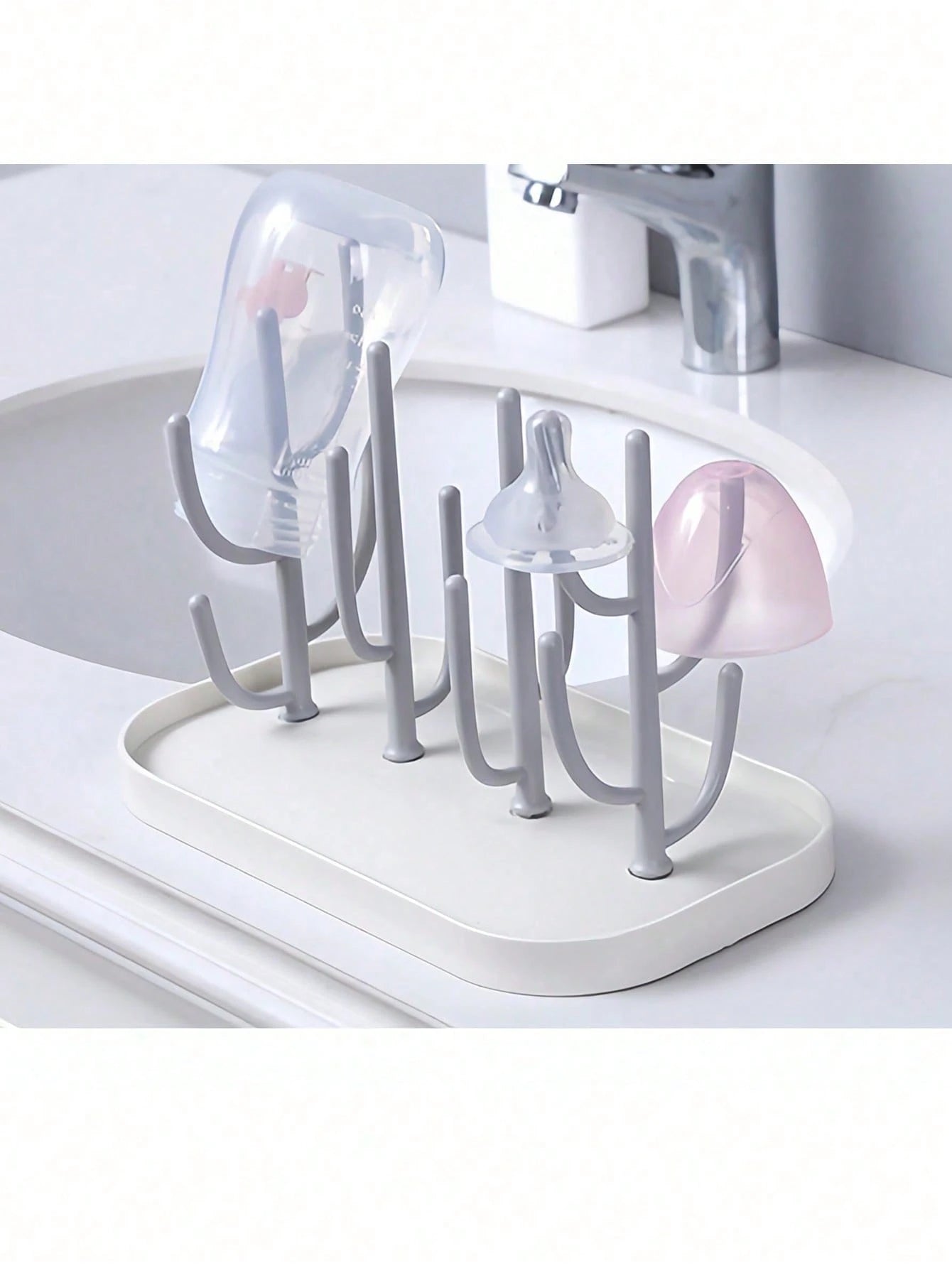 1pc Baby Bottle Drying Rack With Tray, Large Capacity Bottle Drying Rack For Quick Draining And Drying, Detachable Stand Design, Excluding Bottles And Nipples
