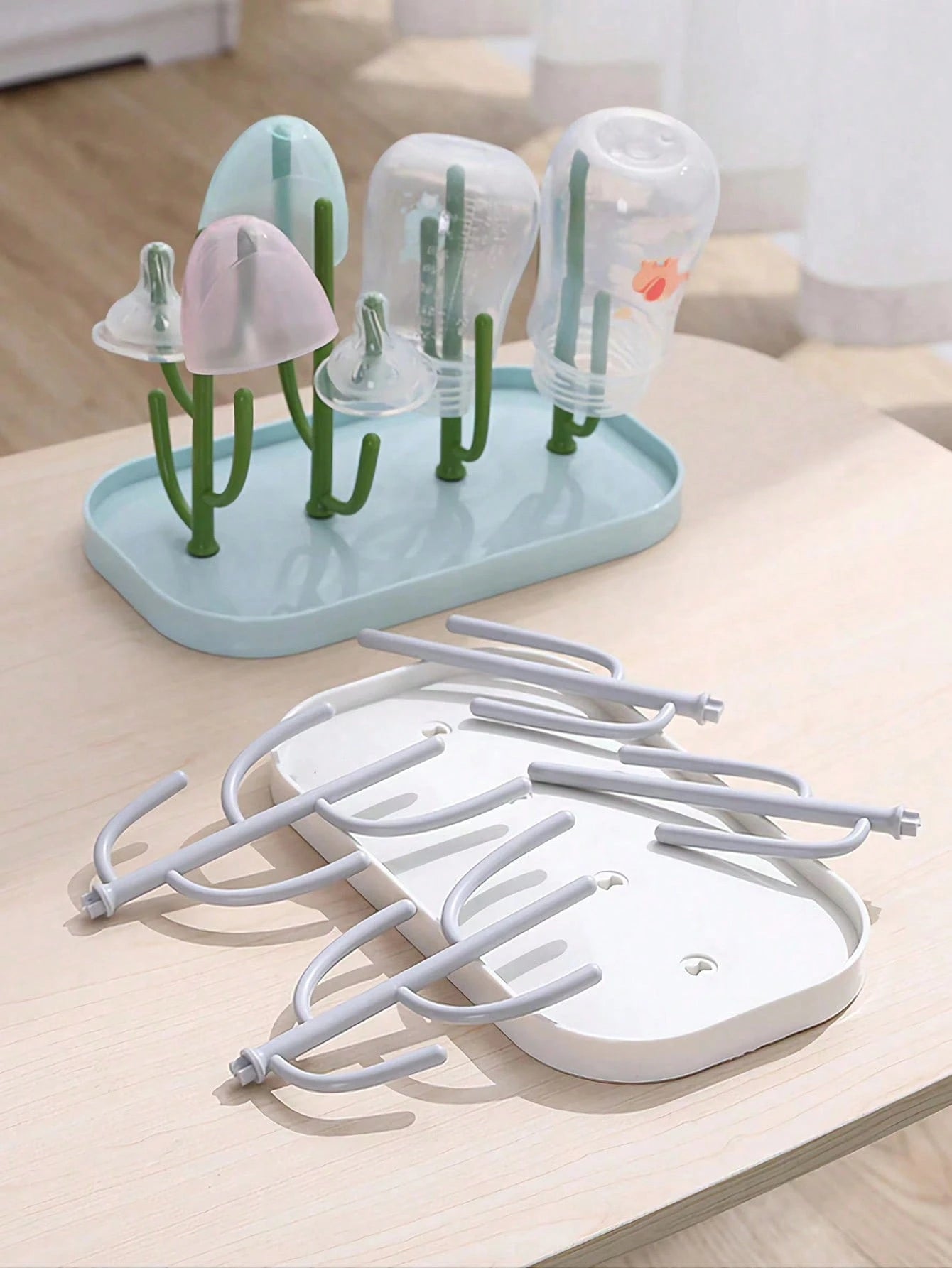 1pc Baby Bottle Drying Rack With Tray, Large Capacity Bottle Drying Rack For Quick Draining And Drying, Detachable Stand Design, Excluding Bottles And Nipples