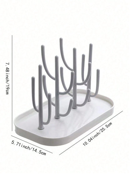 1pc Baby Bottle Drying Rack With Tray, Large Capacity Bottle Drying Rack For Quick Draining And Drying, Detachable Stand Design, Excluding Bottles And Nipples