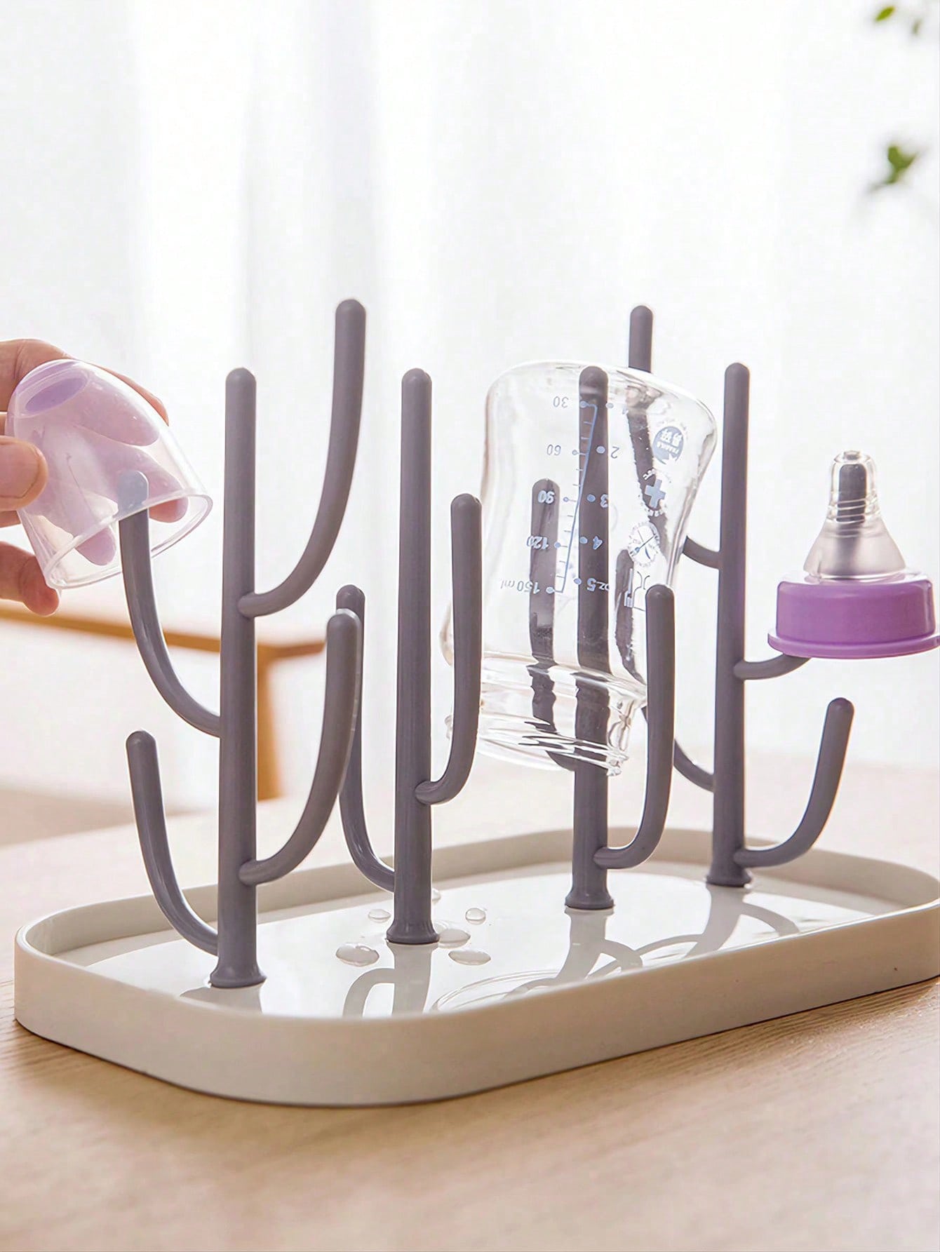 1pc Baby Bottle Drying Rack With Tray, Large Capacity Bottle Drying Rack For Quick Draining And Drying, Detachable Stand Design, Excluding Bottles And Nipples
