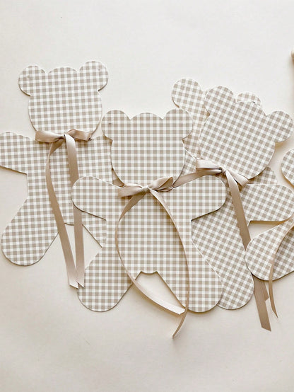 1pc Baby Party Bear Garland Banner, We Can't Wait! Neutral Boho Style Bear Baby Shower Decor, Adjustable Length Bear Banner, Bear Birthday Decoration, Nursery Decor