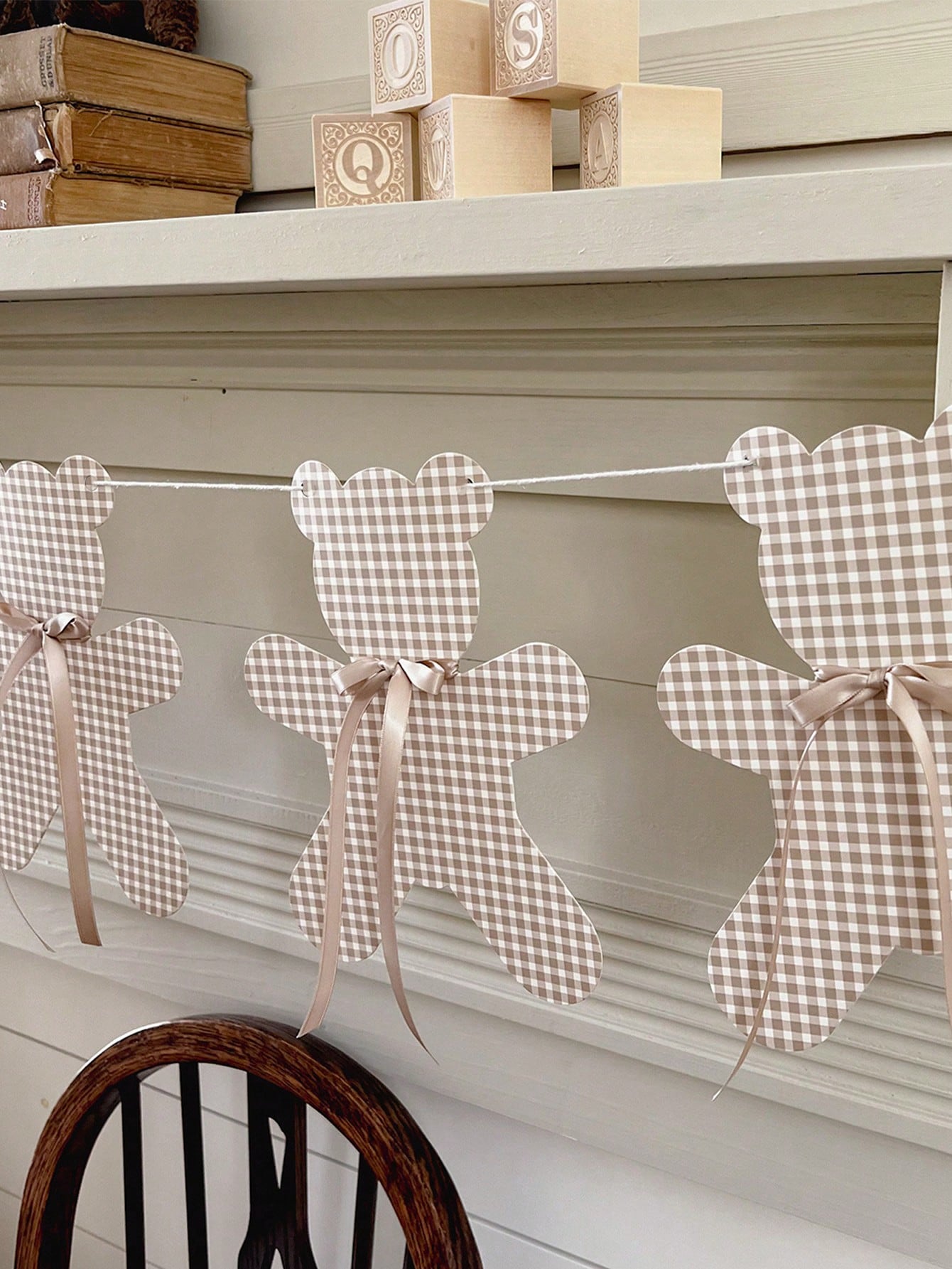 1pc Baby Party Bear Garland Banner, We Can't Wait! Neutral Boho Style Bear Baby Shower Decor, Adjustable Length Bear Banner, Bear Birthday Decoration, Nursery Decor