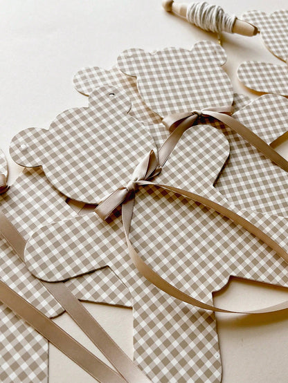 1pc Baby Party Bear Garland Banner, We Can't Wait! Neutral Boho Style Bear Baby Shower Decor, Adjustable Length Bear Banner, Bear Birthday Decoration, Nursery Decor