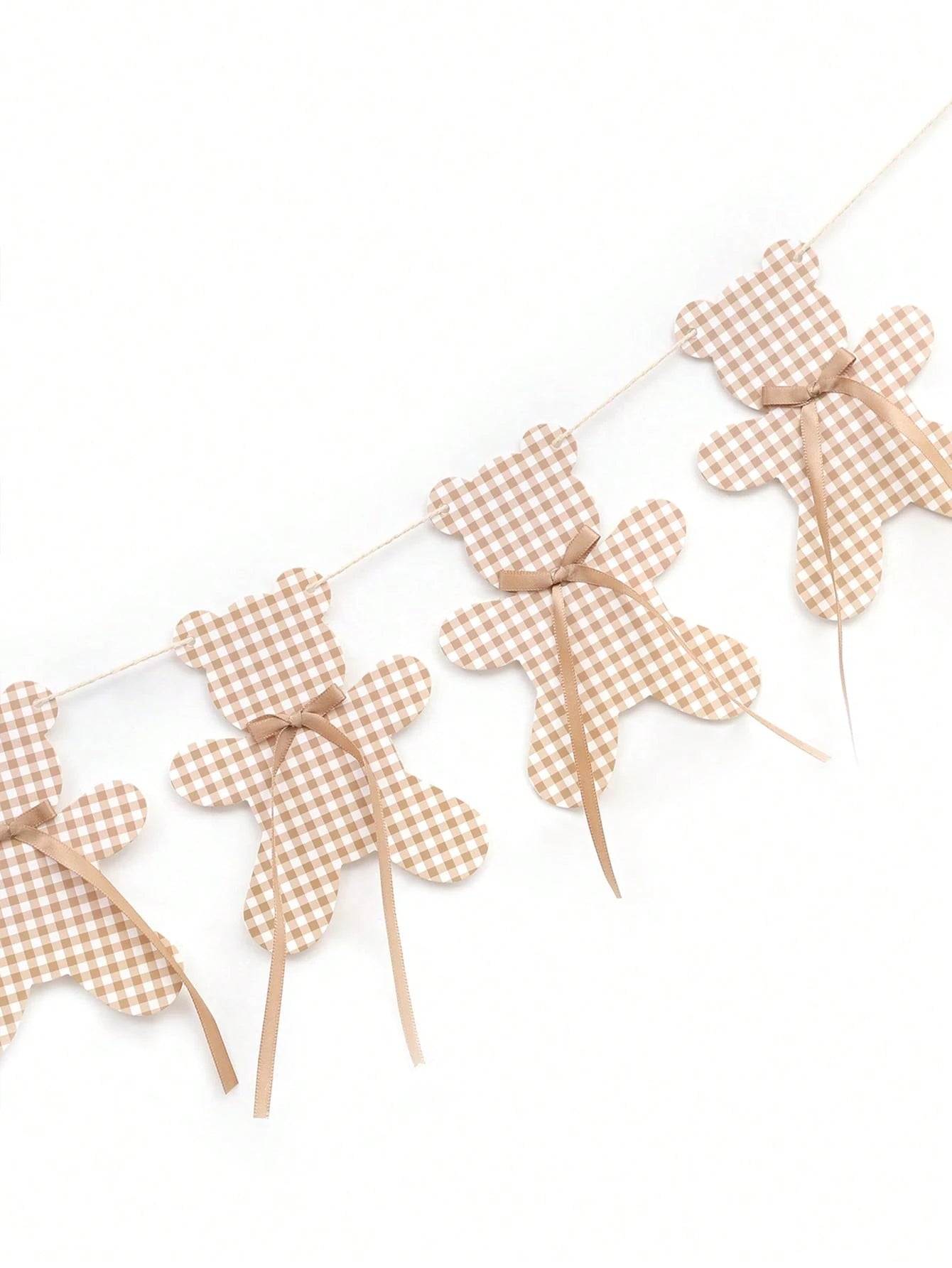 1pc Baby Party Bear Garland Banner, We Can't Wait! Neutral Boho Style Bear Baby Shower Decor, Adjustable Length Bear Banner, Bear Birthday Decoration, Nursery Decor