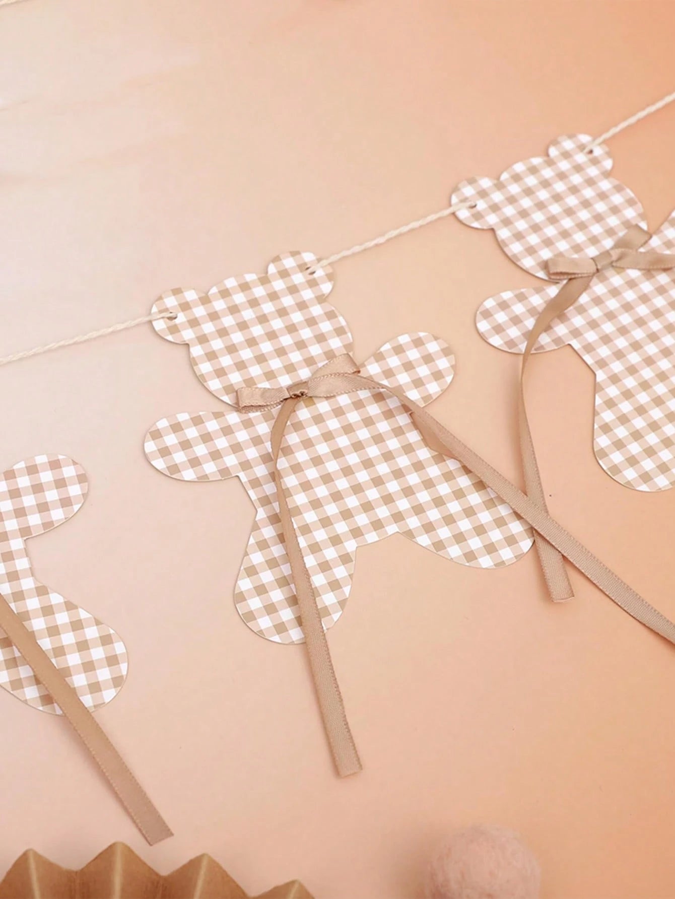 1pc Baby Party Bear Garland Banner, We Can't Wait! Neutral Boho Style Bear Baby Shower Decor, Adjustable Length Bear Banner, Bear Birthday Decoration, Nursery Decor
