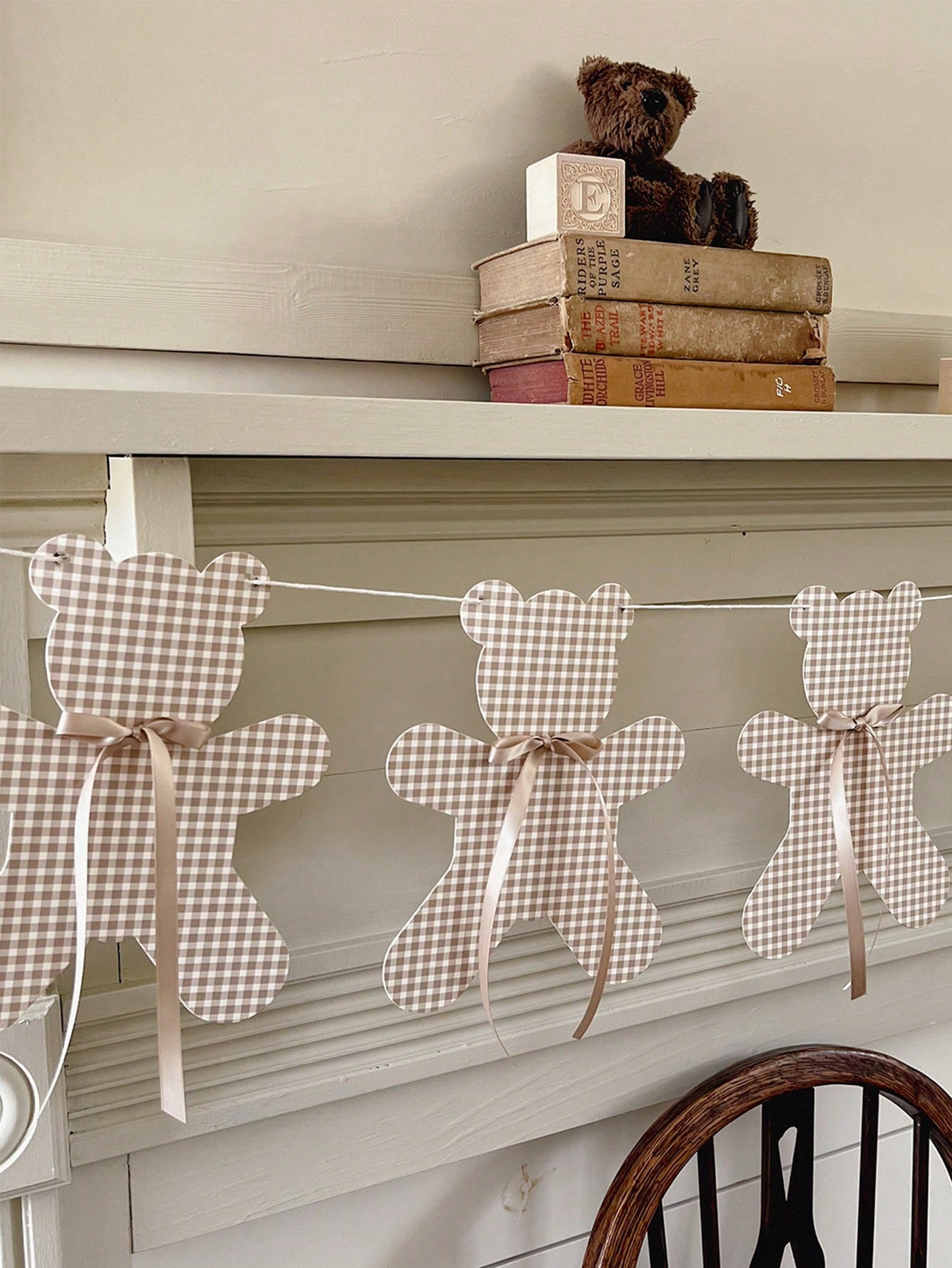 1pc Baby Party Bear Garland Banner, We Can't Wait! Neutral Boho Style Bear Baby Shower Decor, Adjustable Length Bear Banner, Bear Birthday Decoration, Nursery Decor