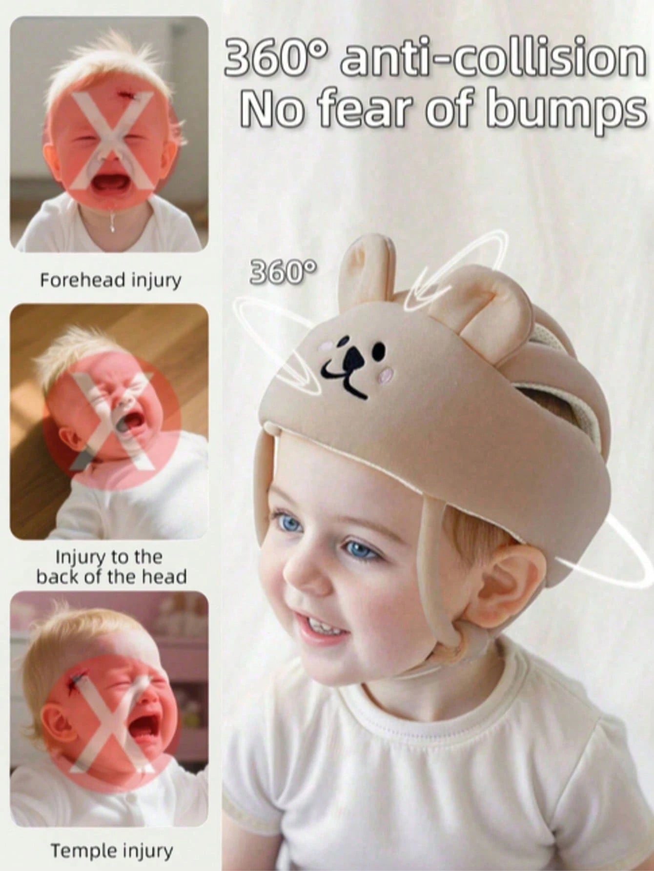 1pc Baby Protective Helmet, Soft Breathable Anti-Collision Headgear For Crawling, Walking & Learning, Infant Toddler Head Protector, 6-24 Months