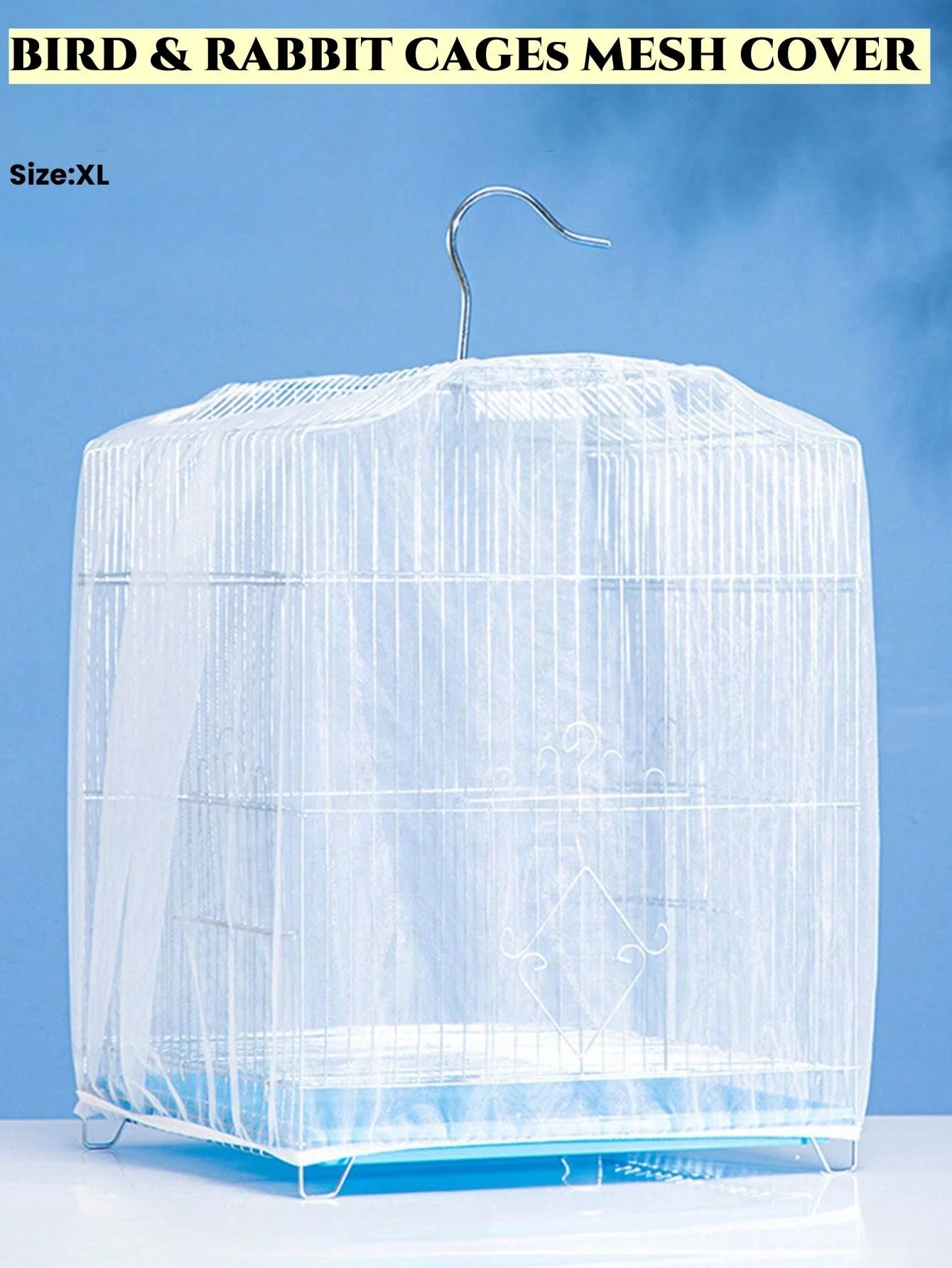 1pc Birdcage Cover, Splash-Proof Mesh Netting With Embroidered Patterns For Parakeet Cage