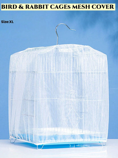 1pc Birdcage Cover, Splash-Proof Mesh Netting With Embroidered Patterns For Parakeet Cage
