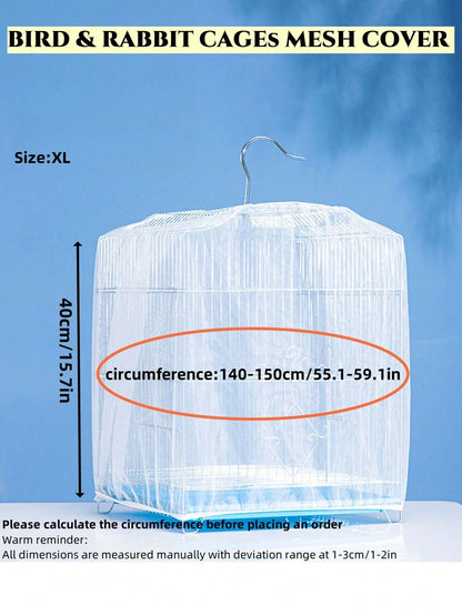 1pc Birdcage Cover, Splash-Proof Mesh Netting With Embroidered Patterns For Parakeet Cage
