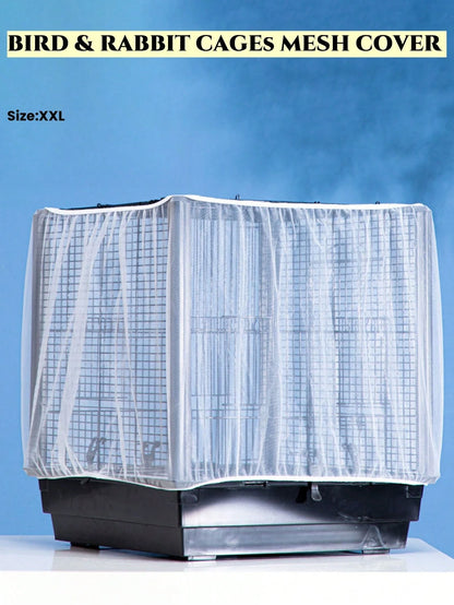 1pc Birdcage Cover, Splash-Proof Mesh Netting With Embroidered Patterns For Parakeet Cage