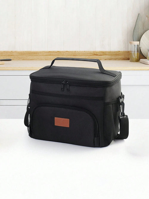 1pc Black, Gray, Burgundy, Navy Blue Thickened Large Capacity Cold Insulation Ice Pack, Car Picnic Bag, Leak Proof, Shoulder Insulated Lunch Box Bag, Outdoor Portablelunch Bag For Women Lunch Box For
