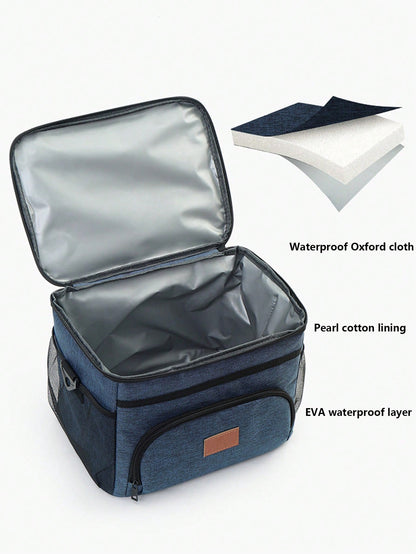 1pc Black, Gray, Burgundy, Navy Blue Thickened Large Capacity Cold Insulation Ice Pack, Car Picnic Bag, Leak Proof, Shoulder Insulated Lunch Box Bag, Outdoor Portablelunch Bag For Women Lunch Box For