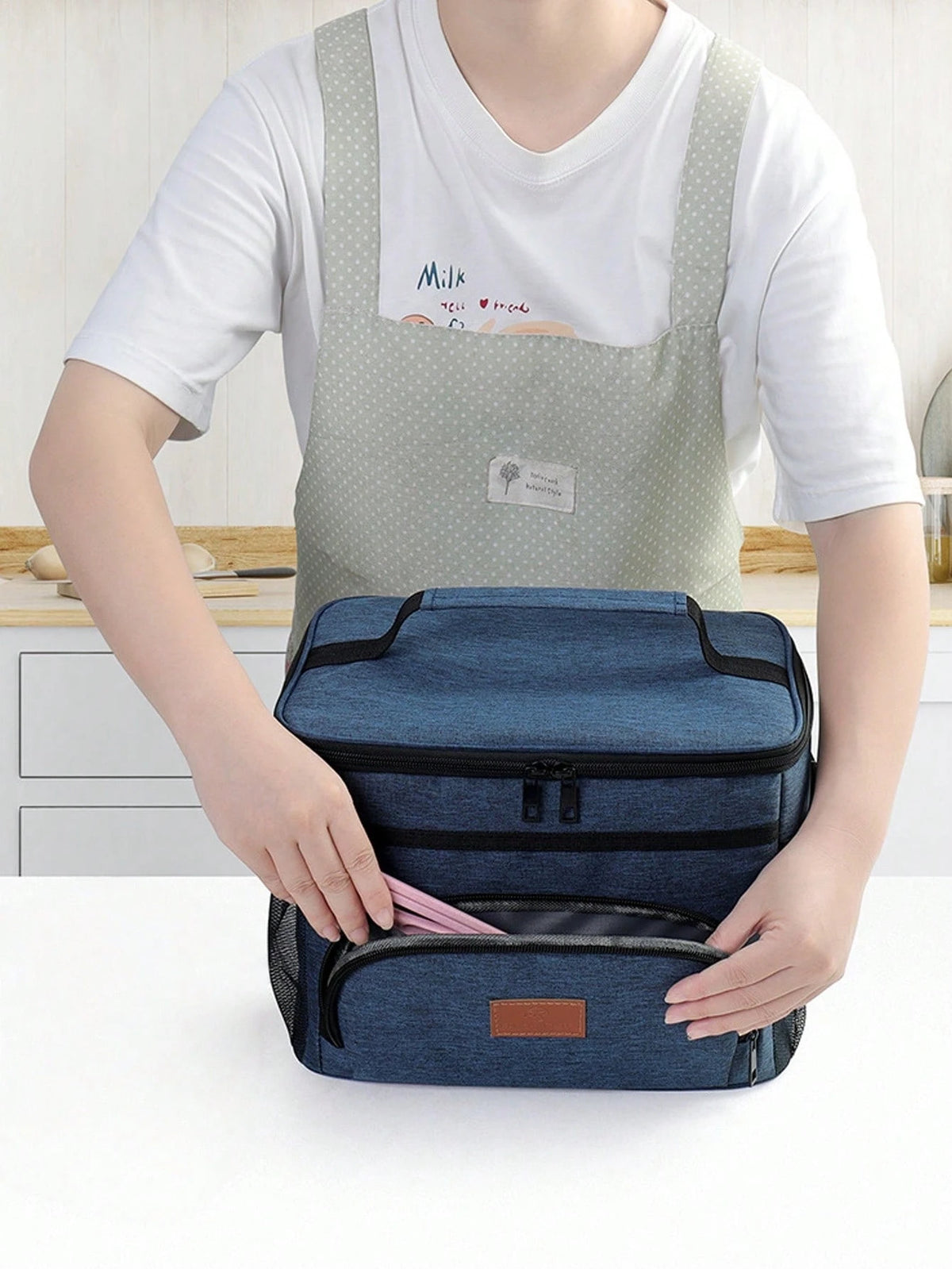 1pc Black, Gray, Burgundy, Navy Blue Thickened Large Capacity Cold Insulation Ice Pack, Car Picnic Bag, Leak Proof, Shoulder Insulated Lunch Box Bag, Outdoor Portablelunch Bag For Women Lunch Box For