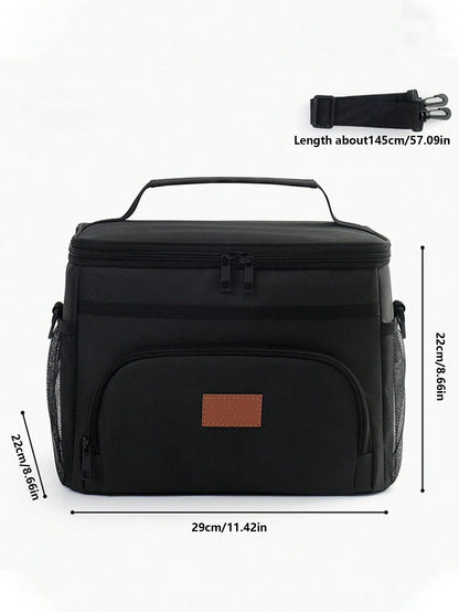 1pc Black, Gray, Burgundy, Navy Blue Thickened Large Capacity Cold Insulation Ice Pack, Car Picnic Bag, Leak Proof, Shoulder Insulated Lunch Box Bag, Outdoor Portablelunch Bag For Women Lunch Box For