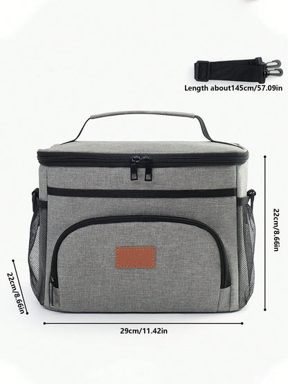 1pc Black, Gray, Burgundy, Navy Blue Thickened Large Capacity Cold Insulation Ice Pack, Car Picnic Bag, Leak Proof, Shoulder Insulated Lunch Box Bag, Outdoor Portablelunch Bag For Women Lunch Box For