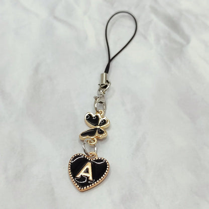 1pc Black Letter A-Z & Exquisite Butterfly Design Phone Charm- Durable Alloy Material, Suitable For Friends, Best Friends And Birthday Gifts, Applicable To Phones, Phone Charms, Best Friend Gifts, El