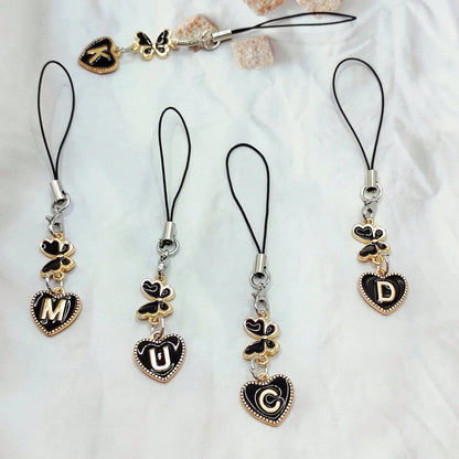 1pc Black Letter A-Z & Exquisite Butterfly Design Phone Charm- Durable Alloy Material, Suitable For Friends, Best Friends And Birthday Gifts, Applicable To Phones, Phone Charms, Best Friend Gifts, El