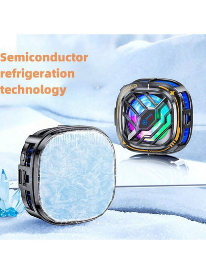 1pc Black Magnetic Rgb Light Effect Phone Cooler With Temperature Display Fan Semiconductor Heatsink Mobile Phone Cooling Clip Gaming Heat Dissipation Artifact