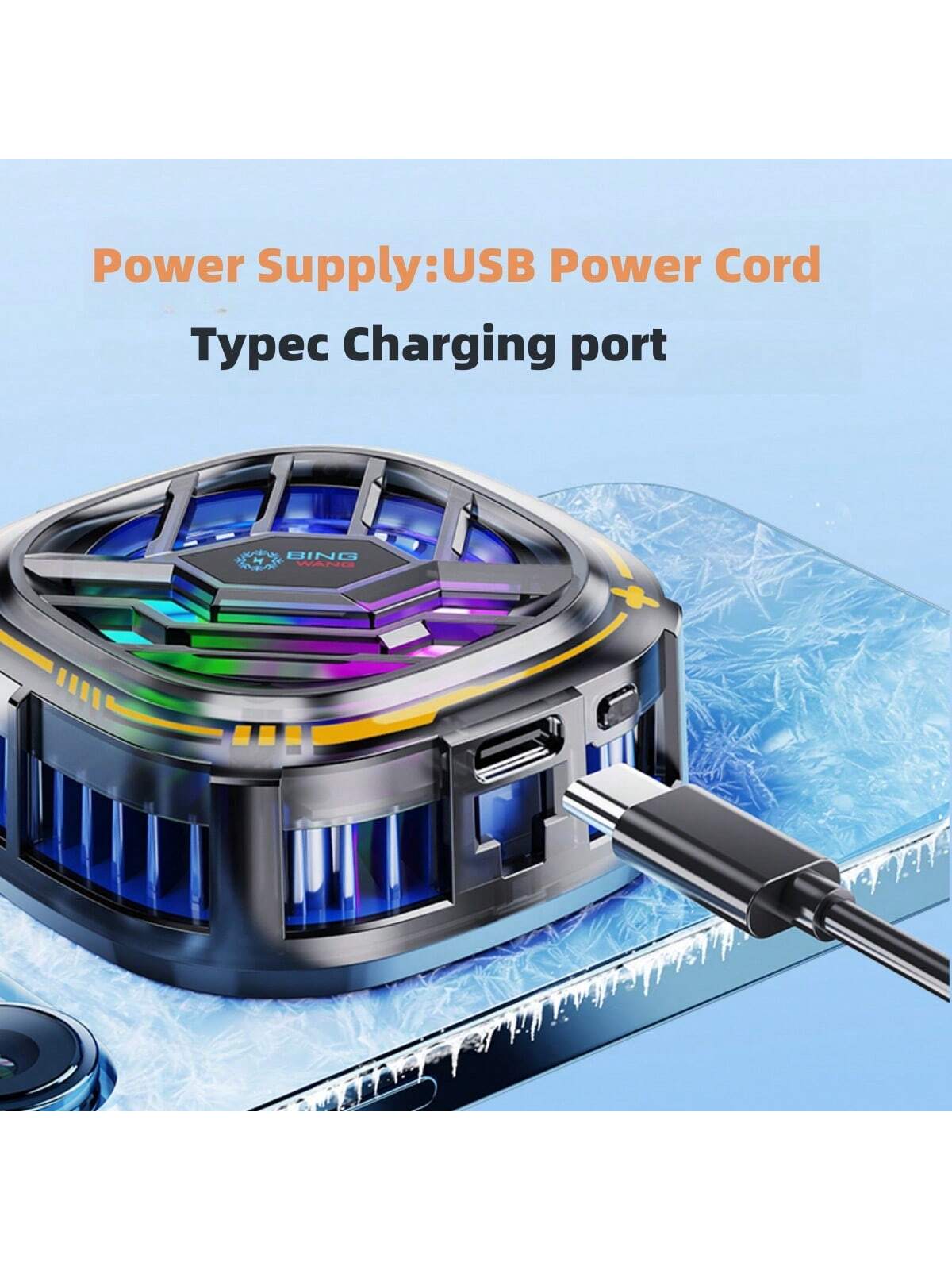 1pc Black Magnetic Rgb Light Effect Phone Cooler With Temperature Display Fan Semiconductor Heatsink Mobile Phone Cooling Clip Gaming Heat Dissipation Artifact