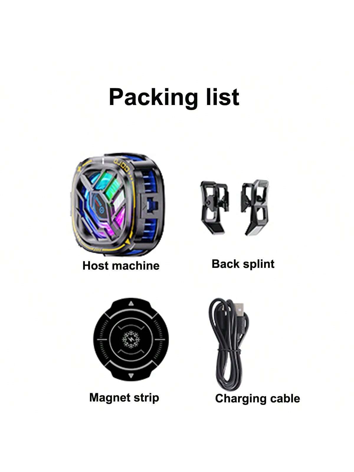 1pc Black Magnetic Rgb Light Effect Phone Cooler With Temperature Display Fan Semiconductor Heatsink Mobile Phone Cooling Clip Gaming Heat Dissipation Artifact