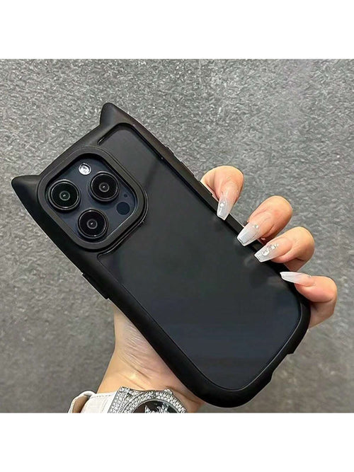 1pc Black/Pink Cute Cat Shaped 2-In-1 Protective Case/Black Cute Cat Phone Case