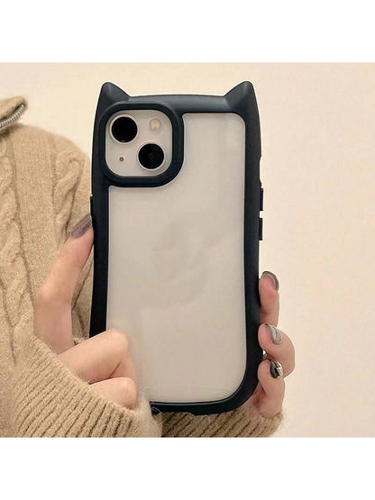 1pc Black/Pink Cute Cat Shaped 2-In-1 Protective Case/Black Cute Cat Phone Case