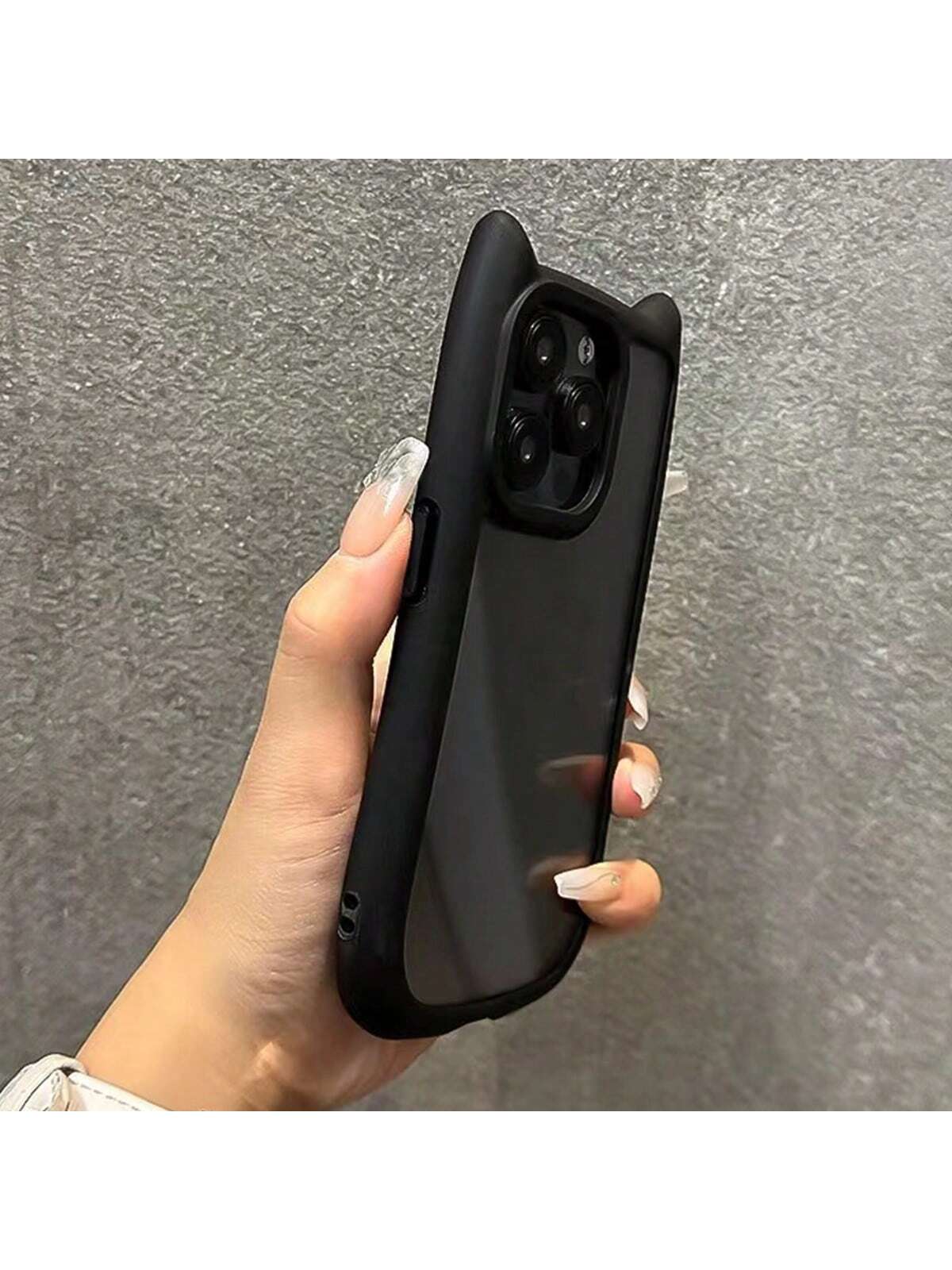 1pc Black/Pink Cute Cat Shaped 2-In-1 Protective Case/Black Cute Cat Phone Case