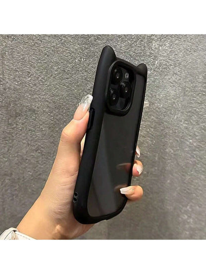 1pc Black/Pink Cute Cat Shaped 2-In-1 Protective Case/Black Cute Cat Phone Case